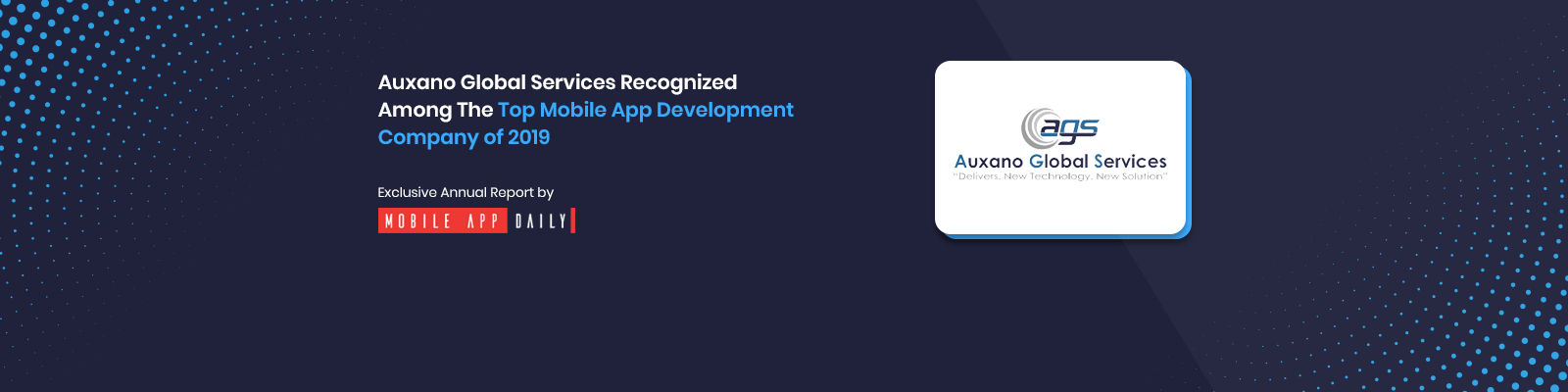 Auxano Global Services Gets Recognized As A Top Mobile App Development Company By MobileAppDaily Banner