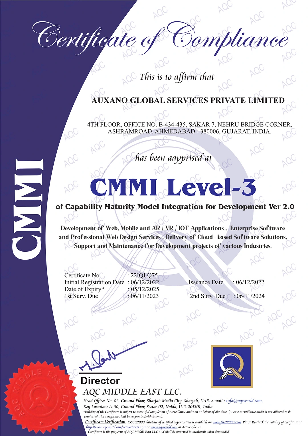CMMI Level 3 Certificate
